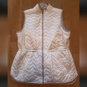 Chico's Reversible Vest Women's 2 Large Quilted Gray White Zipper Front Pockets